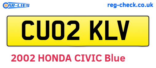 CU02KLV are the vehicle registration plates.