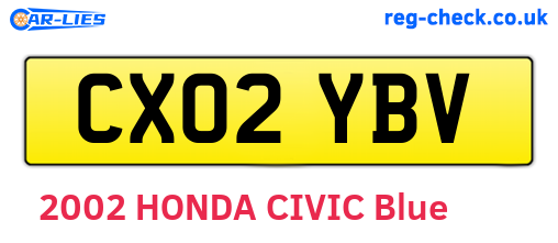 CX02YBV are the vehicle registration plates.