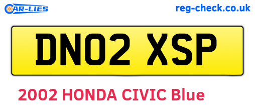 DN02XSP are the vehicle registration plates.