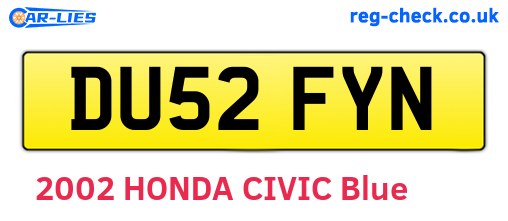 DU52FYN are the vehicle registration plates.