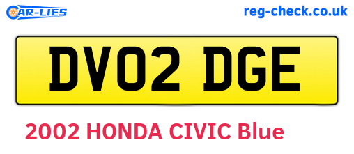 DV02DGE are the vehicle registration plates.