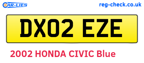 DX02EZE are the vehicle registration plates.