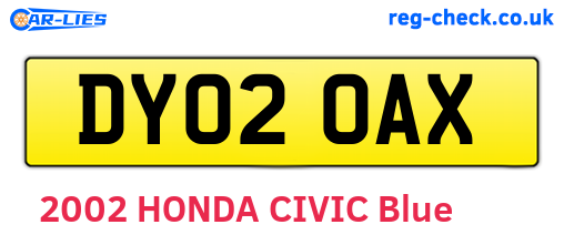 DY02OAX are the vehicle registration plates.