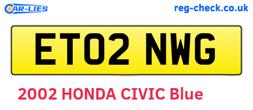 ET02NWG are the vehicle registration plates.