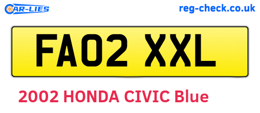 FA02XXL are the vehicle registration plates.