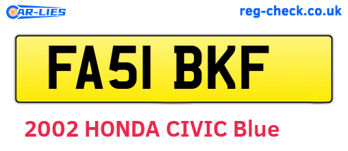 FA51BKF are the vehicle registration plates.