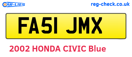 FA51JMX are the vehicle registration plates.