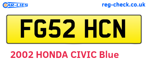 FG52HCN are the vehicle registration plates.