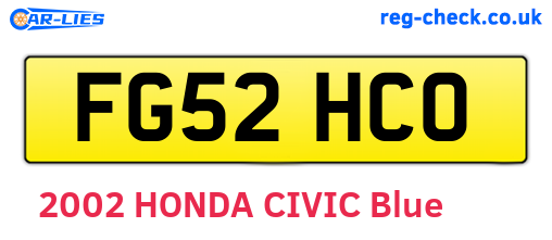 FG52HCO are the vehicle registration plates.