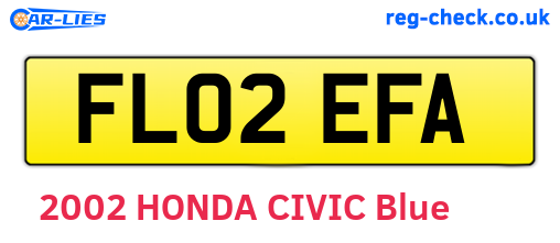 FL02EFA are the vehicle registration plates.