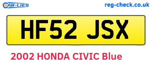 HF52JSX are the vehicle registration plates.