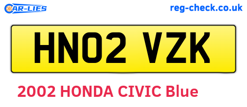 HN02VZK are the vehicle registration plates.