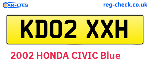KD02XXH are the vehicle registration plates.