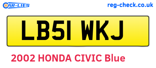 LB51WKJ are the vehicle registration plates.