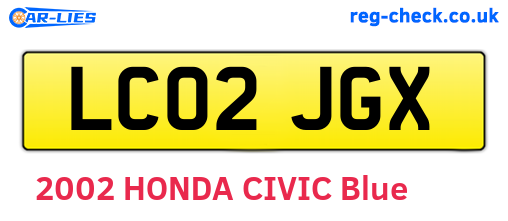 LC02JGX are the vehicle registration plates.