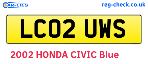 LC02UWS are the vehicle registration plates.
