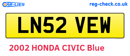 LN52VEW are the vehicle registration plates.