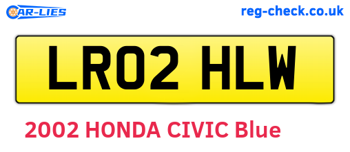LR02HLW are the vehicle registration plates.