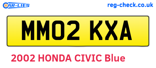 MM02KXA are the vehicle registration plates.