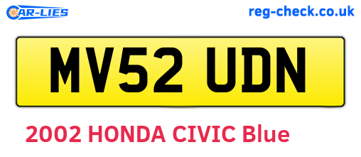 MV52UDN are the vehicle registration plates.