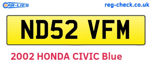 ND52VFM are the vehicle registration plates.