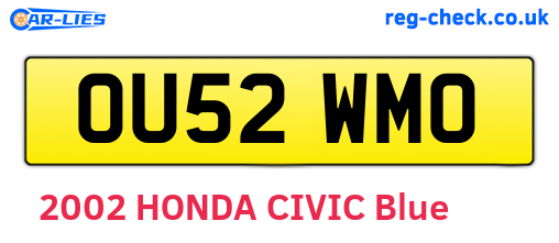 OU52WMO are the vehicle registration plates.