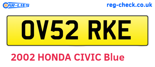 OV52RKE are the vehicle registration plates.