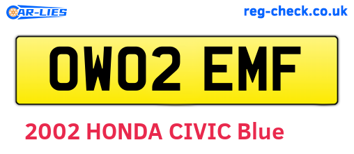 OW02EMF are the vehicle registration plates.