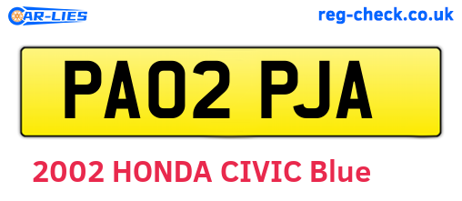 PA02PJA are the vehicle registration plates.