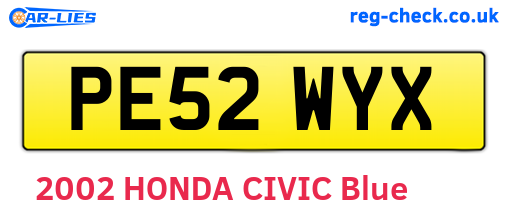 PE52WYX are the vehicle registration plates.