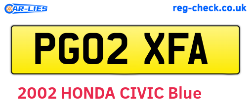 PG02XFA are the vehicle registration plates.