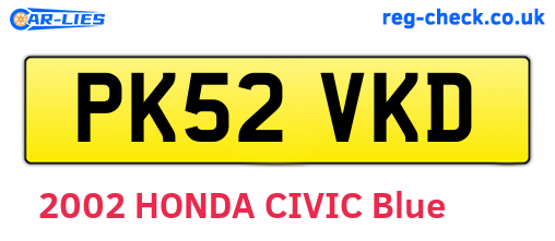 PK52VKD are the vehicle registration plates.
