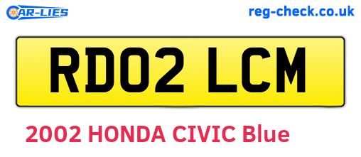 RD02LCM are the vehicle registration plates.