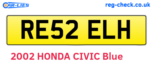 RE52ELH are the vehicle registration plates.