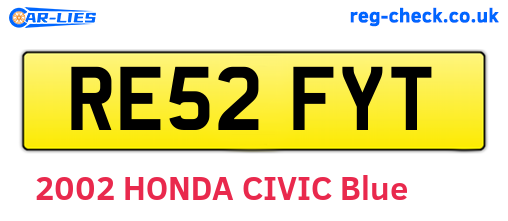 RE52FYT are the vehicle registration plates.
