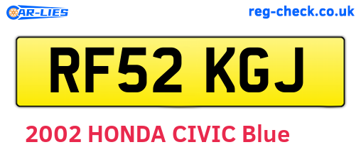 RF52KGJ are the vehicle registration plates.
