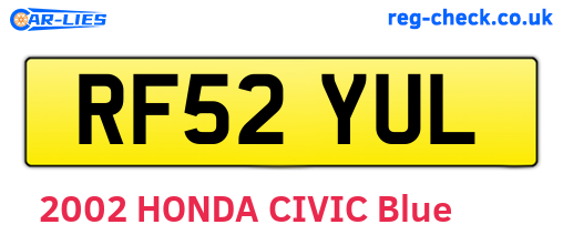 RF52YUL are the vehicle registration plates.