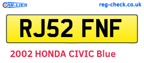 RJ52FNF are the vehicle registration plates.