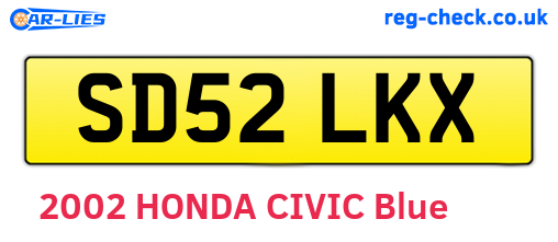 SD52LKX are the vehicle registration plates.