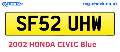 SF52UHW are the vehicle registration plates.