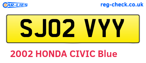 SJ02VYY are the vehicle registration plates.