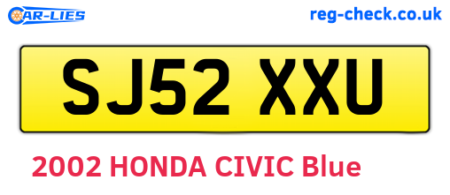 SJ52XXU are the vehicle registration plates.