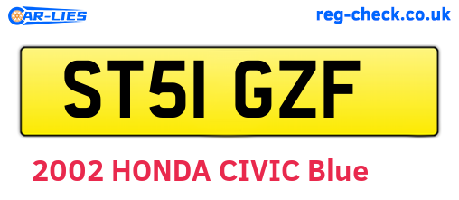 ST51GZF are the vehicle registration plates.