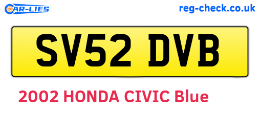 SV52DVB are the vehicle registration plates.