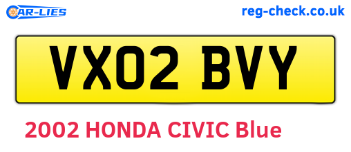 VX02BVY are the vehicle registration plates.