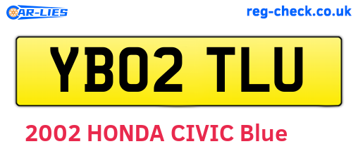YB02TLU are the vehicle registration plates.