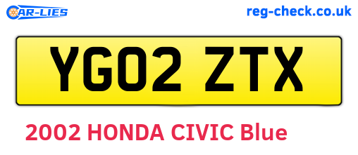 YG02ZTX are the vehicle registration plates.