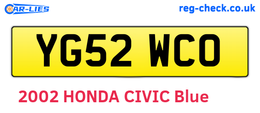 YG52WCO are the vehicle registration plates.
