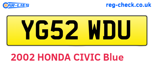 YG52WDU are the vehicle registration plates.