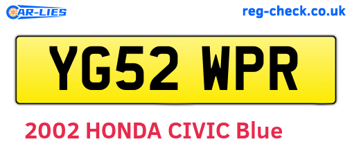 YG52WPR are the vehicle registration plates.